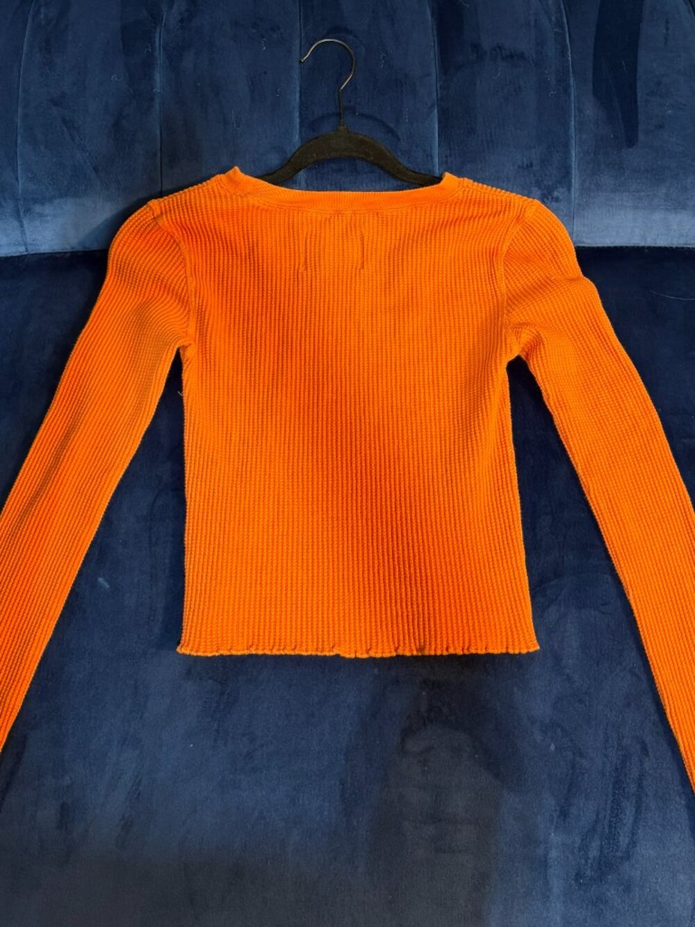 Urban Outfitters Shawni "Free Your Mind" Orange Ribbed Crop Long Sleeve Top S - Picture 3 of 5